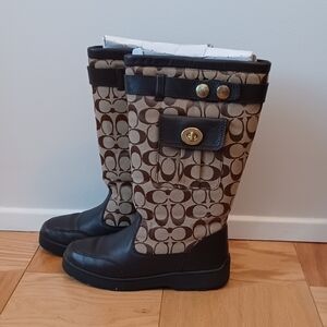 Coach Signature Brown & Tan Boots Size7.5